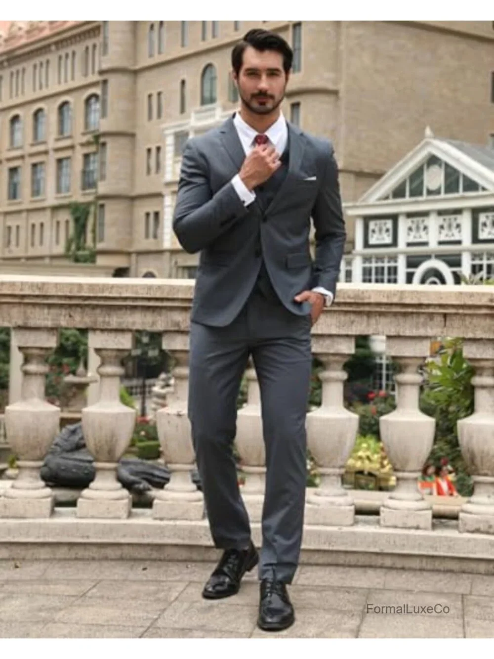 Men's 3-Piece Suit Set Classic Fit Wedding Tuxedo Blazer Vest Pants